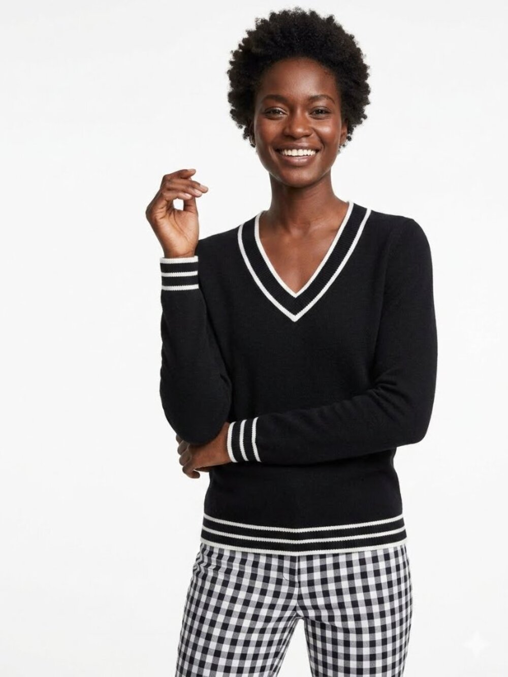Talbots Black V-Neck Sweater, Size M, Like New